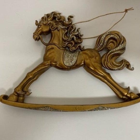 Golden Rocking Horse Ornament - Picture 1 of 4